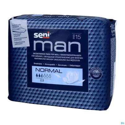 Sie sehen eine Packung Inkontinenz Einlagen Seni/man Normal 15st, Produktbild: 02 Inkontinenz Einlagen Seni/man Normal 15st, A-Nr.: 4344185 - 02
