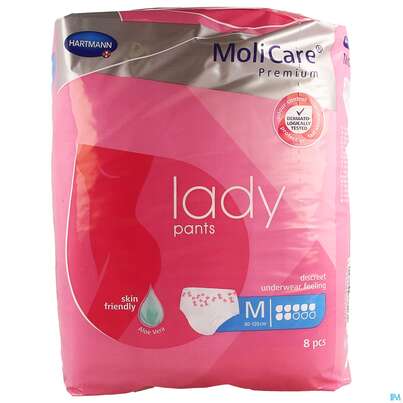 Sie sehen eine Packung Inkontinenz Molicare Premium/lady/pants Tropfen 7 Medium 8st, Produktbild: 01 Inkontinenz Molicare Premium/lady/pants Tropfen 7 Medium 8st, A-Nr.: 4918858 - 01