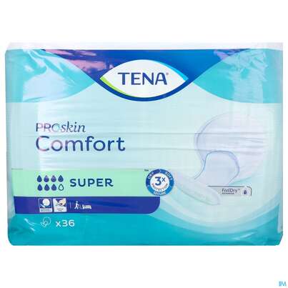 Sie sehen eine Packung Inkontinenz Tena Comfort Einlage Super 758136 36st, Produktbild: 01 Inkontinenz Tena Comfort Einlage Super 758136 36st, A-Nr.: 4306279 - 01