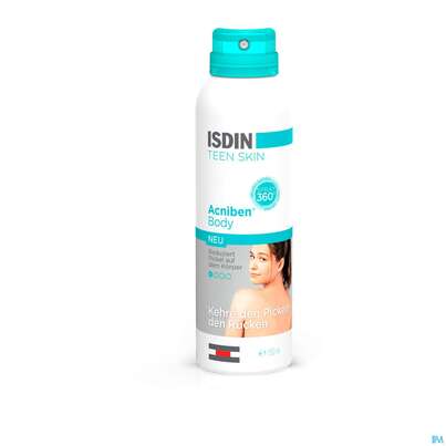 Sie sehen eine Packung Isdin Acniben Body Spray 150ml, Produktbild: 01 Isdin Acniben Body Spray 150ml, A-Nr.: 5570392 - 01