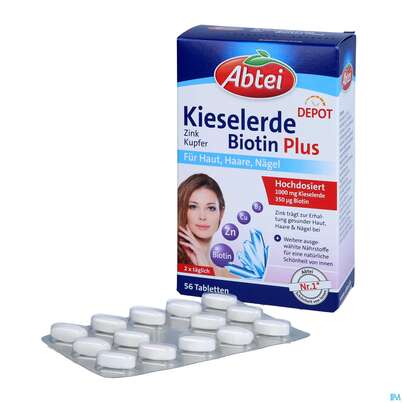 Sie sehen eine Packung Kieselerde +biotin Tabl Abtei Titandioxidfrei 50000 56st, Produktbild: 04 Kieselerde +biotin Tabl Abtei Titandioxidfrei 50000 56st, A-Nr.: 5720437 - 04