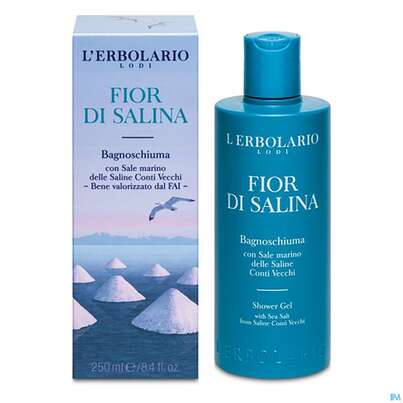 Sie sehen eine Packung L Erbolario Bad +duschgel Fior Di Salina 036.9 250ml, Produktbild: 01 L Erbolario Bad +duschgel Fior Di Salina 036.9 250ml, A-Nr.: 4863927 - 01