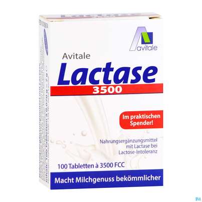 Sie sehen eine Packung Lactase Tabl 3.500 Fcc 100st, Produktbild: 03 Lactase Tabl 3.500 Fcc 100st, A-Nr.: 5296235 - 03