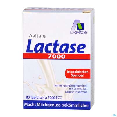 Sie sehen eine Packung Lactase Tabl 7.000 Fcc 80st, Produktbild: 02 Lactase Tabl 7.000 Fcc 80st, A-Nr.: 5296241 - 02