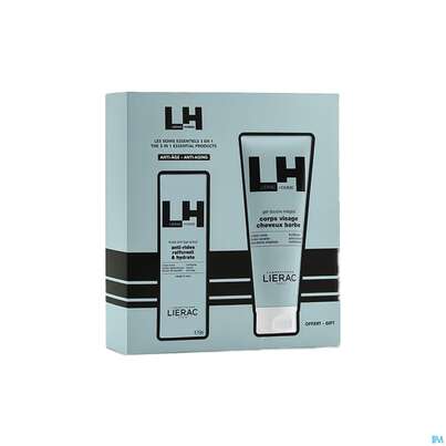 Sie sehen eine Packung Lierac Homme Set/anti-age Fluid 50ml +shower-gel 200ml 1st, Produktbild: 02 Lierac Homme Set/anti-age Fluid 50ml +shower-gel 200ml 1st, A-Nr.: 5764765 - 02