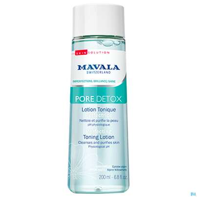 Sie sehen eine Packung Mavala Detox Pore Klaerende Gesichtslotion 544.0 200ml, Produktbild: 01 Mavala Detox Pore Klaerende Gesichtslotion 544.0 200ml, A-Nr.: 4910779 - 01