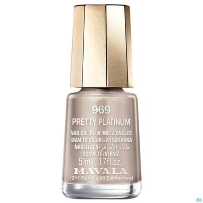 Sie sehen eine Packung Mavala Nagellacke 969 Pretty Platinum 5ml, Produktbild: 01 Mavala Nagellacke 969 Pretty Platinum 5ml, A-Nr.: 5801294 - 01