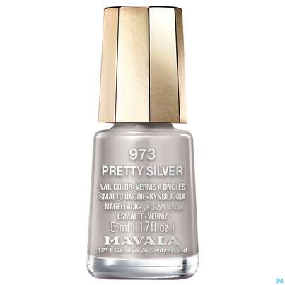 Sie sehen eine Packung Mavala Nagellacke 973 Pretty Silver 5ml, Produktbild: 01 Mavala Nagellacke 973 Pretty Silver 5ml, A-Nr.: 5801331 - 01