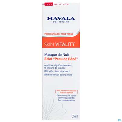 Sie sehen eine Packung Mavala Skin Vitality Nachtmaske 535.02 65ml, Produktbild: 01 Mavala Skin Vitality Nachtmaske 535.02 65ml, A-Nr.: 4910696 - 01