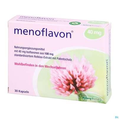 Sie sehen eine Packung Menoflavon Kapseln 40mg -kyberg 30st, Produktbild: 02 Menoflavon Kapseln 40mg -kyberg 30st, A-Nr.: 3407630 - 02