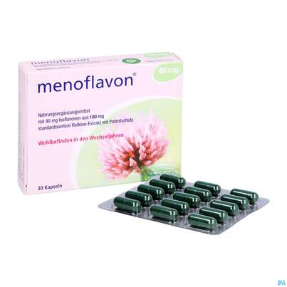 Sie sehen eine Packung Menoflavon Kapseln 40mg -kyberg 30st, Produktbild: 05 Menoflavon Kapseln 40mg -kyberg 30st, A-Nr.: 3407630 - 05