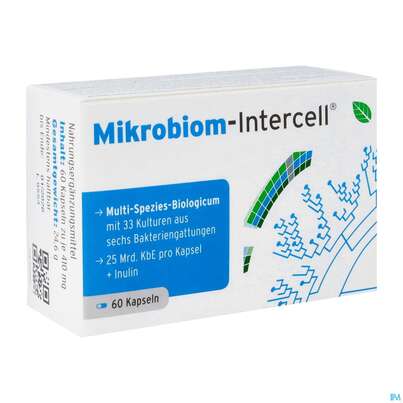 Sie sehen eine Packung Mikrobiom Intercell Kapseln Multi Spezies Biologicum 60st, Produktbild: 02 Mikrobiom Intercell Kapseln Multi Spezies Biologicum 60st, A-Nr.: 5192197 - 02