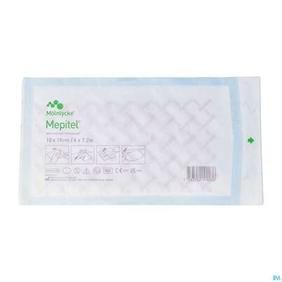 Sie sehen eine Packung Netzauflagen Mepitel Silikon Steril 10x18cm 1st, Produktbild: 02 Netzauflagen Mepitel Silikon Steril 10x18cm 1st, A-Nr.: 2302691 - 02