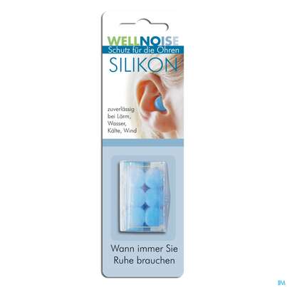 Sie sehen eine Packung Ohrenschutz Wellnoise Ohrenstopfen Silikon Blau 6st, Produktbild: 02 Ohrenschutz Wellnoise Ohrenstopfen Silikon Blau 6st, A-Nr.: 3209640 - 02