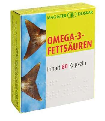 Sie sehen eine Packung Doskar Omega-3- Fettsäure 80 Kapseln, Produktbild: 01 Doskar Omega-3- Fettsäure 80 Kapseln, A-Nr.: 2687834 - 01