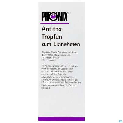 Sie sehen eine Packung Phoenix Tropfen Antitox 50ml, Produktbild: 01 Phoenix Tropfen Antitox 50ml, A-Nr.: 2373745 - 01