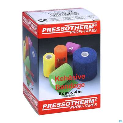 Sie sehen eine Packung Pressotherm Bandage Kohaesive Elastische Fixierbinde Selbst Haftend Blau 8cmx 1st, Produktbild: 03 Pressotherm Bandage Kohaesive Elastische Fixierbinde Selbst Haftend Blau 8cmx 1st, A-Nr.: 4251006 - 03