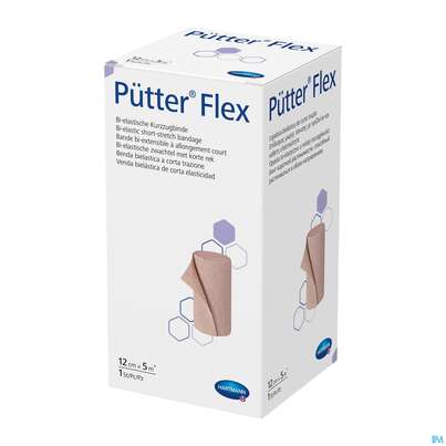 Sie sehen eine Packung Puetter-verband Flex Kurzzugbinde 12cm 1st, Produktbild: 01 Puetter-verband Flex Kurzzugbinde 12cm 1st, A-Nr.: 3942613 - 01