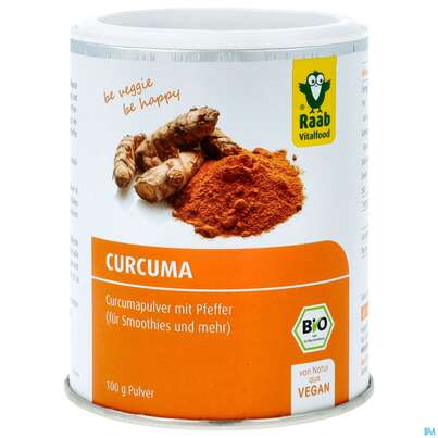 Sie sehen eine Packung Raab Curcuma/bio Pulver Mit Pfeffer Fuer Smoothies 100g, Produktbild: 01 Raab Curcuma/bio Pulver Mit Pfeffer Fuer Smoothies 100g, A-Nr.: 4567376 - 01