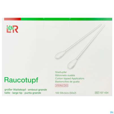 Sie sehen eine Packung Raucotupf Stiel Gr St 50x2 100st, Produktbild: 01 Raucotupf Stiel Gr St 50x2 100st, A-Nr.: 4864080 - 01