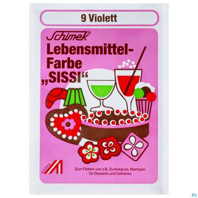 Sie sehen eine Packung Schimek Lebensmittelfarbe Nr 9 Violett 4g, Produktbild: 01 Schimek Lebensmittelfarbe Nr 9 Violett 4g, A-Nr.: 5745070 - 01