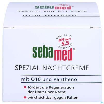 Sie sehen eine Packung Sebamed/sebapharma Spezial Nachtcreme +q10 75ml, Produktbild: 01 Sebamed/sebapharma Spezial Nachtcreme +q10 75ml, A-Nr.: 3399385 - 01