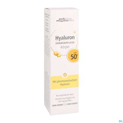 Sie sehen eine Packung Sonnenprodukte Hyaluron Sonnenpflege Koerper Lsf50+ 150ml, Produktbild: 05 Sonnenprodukte Hyaluron Sonnenpflege Koerper Lsf50+ 150ml, A-Nr.: 4624312 - 05