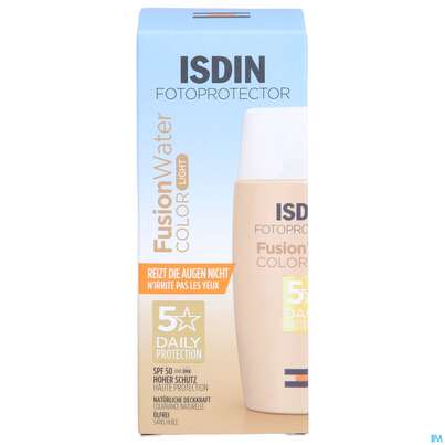 Sie sehen eine Packung Sonnenprodukte Isdin/fotoprotection Fusion Water Color Light Lsf 50 50ml, Produktbild: 01 Sonnenprodukte Isdin/fotoprotection Fusion Water Color Light Lsf 50 50ml, A-Nr.: 5570274 - 01