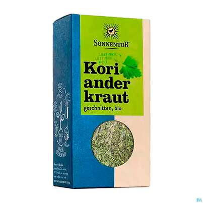 Sie sehen eine Packung Sonnentor Bio Korianderkraut Geschnitten 00380 15g, Produktbild: 01 Sonnentor Bio Korianderkraut Geschnitten 00380 15g, A-Nr.: 3740163 - 01