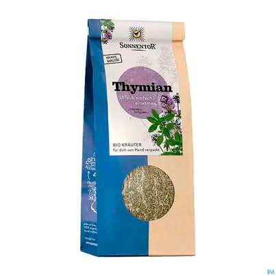 Sie sehen eine Packung Sonnentor Bio Thymian Tee Lose 00561 70g, Produktbild: 01 Sonnentor Bio Thymian Tee Lose 00561 70g, A-Nr.: 4307451 - 01