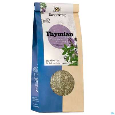 Sie sehen eine Packung Sonnentor Bio Thymian Tee Lose 00561 70g, Produktbild: 02 Sonnentor Bio Thymian Tee Lose 00561 70g, A-Nr.: 4307451 - 02