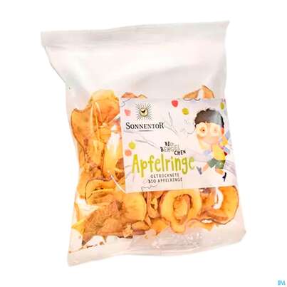 Sie sehen eine Packung Sonnentor Biobengelchen Apfelringe 00923 50g, Produktbild: 01 Sonnentor Biobengelchen Apfelringe 00923 50g, A-Nr.: 3391484 - 01
