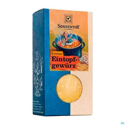 Sie sehen eine Packung Sonnentor Emmas Eintopf Gewuerz Bio 00973 50g, Produktbild: 03 Sonnentor Emmas Eintopf Gewuerz Bio 00973 50g, A-Nr.: 4356981 - 03