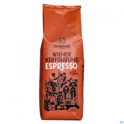 Sie sehen eine Packung Sonnentor Kaffee/bio Espresso Ganze Bohne 01103 500g, Produktbild: 01 Sonnentor Kaffee/bio Espresso Ganze Bohne 01103 500g, A-Nr.: 5744550 - 01