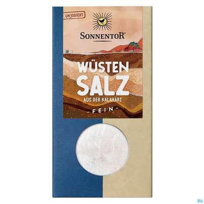 Sie sehen eine Packung Sonnentor Kalahari Wuestensalz Fein 00695 150g, Produktbild: 01 Sonnentor Kalahari Wuestensalz Fein 00695 150g, A-Nr.: 5636441 - 01