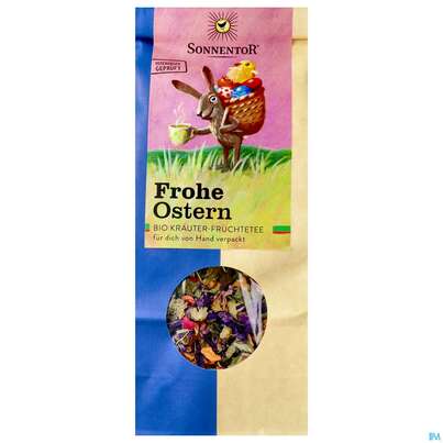 Sie sehen eine Packung Sonnentor Kraeutertee/bio Frohe Ostern 00577 60g, Produktbild: 01 Sonnentor Kraeutertee/bio Frohe Ostern 00577 60g, A-Nr.: 4793569 - 01