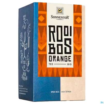 Sie sehen eine Packung Sonnentor Rooibos Tee Bio Orange 02616 18st, Produktbild: 02 Sonnentor Rooibos Tee Bio Orange 02616 18st, A-Nr.: 5445646 - 02