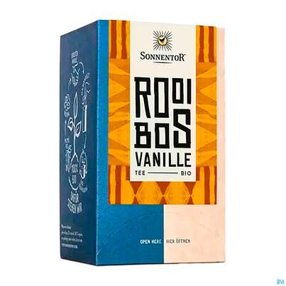 Sie sehen eine Packung Sonnentor Rooibos Tee Bio Vanille 02617 18st, Produktbild: 03 Sonnentor Rooibos Tee Bio Vanille 02617 18st, A-Nr.: 5445652 - 03