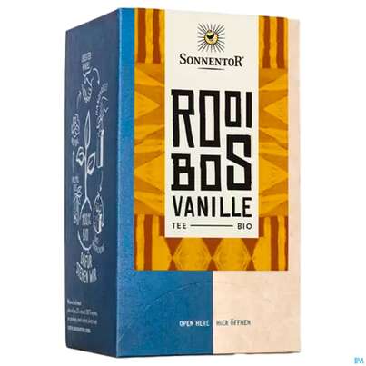 Sie sehen eine Packung Sonnentor Rooibos Tee Bio Vanille 02617 18st, Produktbild: 04 Sonnentor Rooibos Tee Bio Vanille 02617 18st, A-Nr.: 5445652 - 04