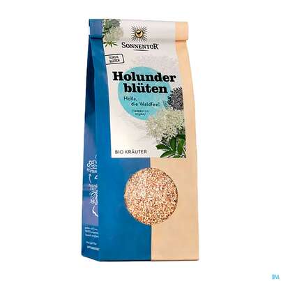 Sie sehen eine Packung Sonnentor Tee/bio Holunderblueten 00472 80g, Produktbild: 01 Sonnentor Tee/bio Holunderblueten 00472 80g, A-Nr.: 3388039 - 01