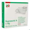 Sie sehen eine Packung Suprasorb/steril A+ag Antimikrob.calcium-alginat Kompresse 10x 10cm 10st, Produktbild: 02 Suprasorb/steril A+ag Antimikrob.calcium-alginat Kompresse 10x 10cm 10st, A-Nr.: 3070366 - 02