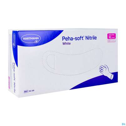 Sie sehen eine Packung Untersuchungshandschuhe Peha/soft/puderfrei Nitrile Unsteril White Xl 180st, Produktbild: 02 Untersuchungshandschuhe Peha/soft/puderfrei Nitrile Unsteril White Xl 180st, A-Nr.: 3994076 - 02
