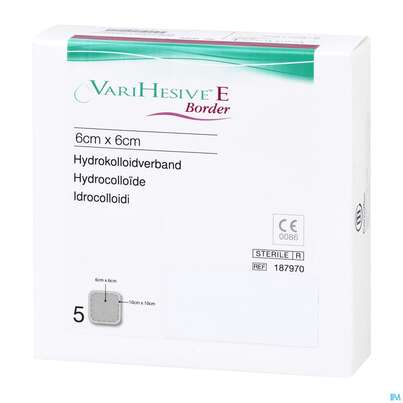Sie sehen eine Packung Varihesive/e Border Steril 10x10cm 18797 5st, Produktbild: 02 Varihesive/e Border Steril 10x10cm 18797 5st, A-Nr.: 1519885 - 02