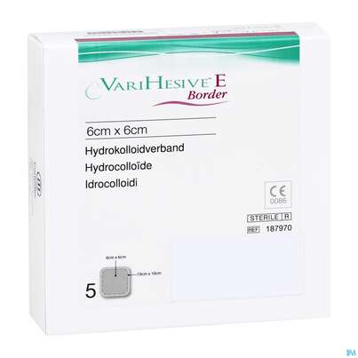 Sie sehen eine Packung Varihesive/e Border Steril 10x10cm 18797 5st, Produktbild: 03 Varihesive/e Border Steril 10x10cm 18797 5st, A-Nr.: 1519885 - 03