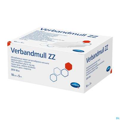 Sie sehen eine Packung Verbandmull -hartmann 20-faedig Zz 8fach 10cmx 5m 1st, Produktbild: 01 Verbandmull -hartmann 20-faedig Zz 8fach 10cmx 5m 1st, A-Nr.: 2221426 - 01