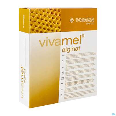 Sie sehen eine Packung Vivamel Alginat Steril Kompresse M.honig 5x 5cm To19701 10st, Produktbild: 02 Vivamel Alginat Steril Kompresse M.honig 5x 5cm To19701 10st, A-Nr.: 4023038 - 02
