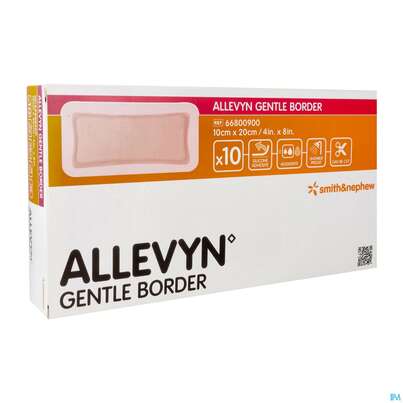 Sie sehen eine Packung Wundauflagen Allevyn Gentle Border Haftend +silikonkleber 10x20cm 10st, Produktbild: 02 Wundauflagen Allevyn Gentle Border Haftend +silikonkleber 10x20cm 10st, A-Nr.: 3967406 - 02