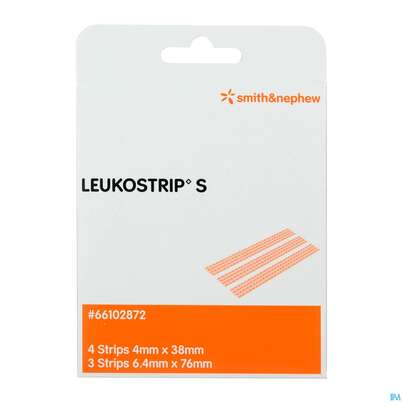Sie sehen eine Packung Wundnahtstreifen Leukostrip/s/7 Streifen 4 Streifen 4x 38mm 3 Streifen 6,4x 7mm 1pk, Produktbild: 02 Wundnahtstreifen Leukostrip/s/7 Streifen 4 Streifen 4x 38mm 3 Streifen 6,4x 7mm 1pk, A-Nr.: 5628039 - 02