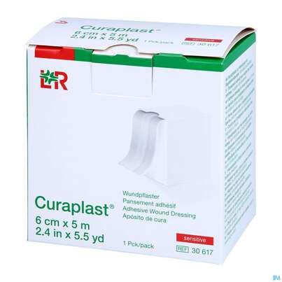 Sie sehen eine Packung Wundpflaster Curaplast/sensitiv Wundschnellverband Elastisch 5mx 6cm 1st, Produktbild: 02 Wundpflaster Curaplast/sensitiv Wundschnellverband Elastisch 5mx 6cm 1st, A-Nr.: 2285596 - 02