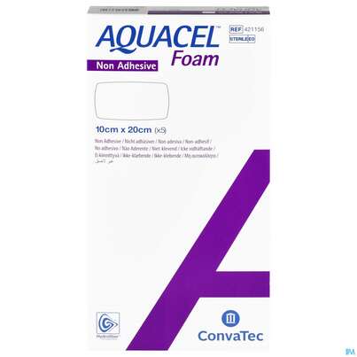 Sie sehen eine Packung Wundverband Aquacel Foam Non Adhesive 10x 20cm 42115 5st, Produktbild: 01 Wundverband Aquacel Foam Non Adhesive 10x 20cm 42115 5st, A-Nr.: 4350168 - 01